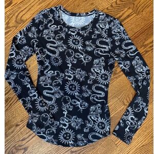 Celestial Goth Black Long Sleeve Shirt Small